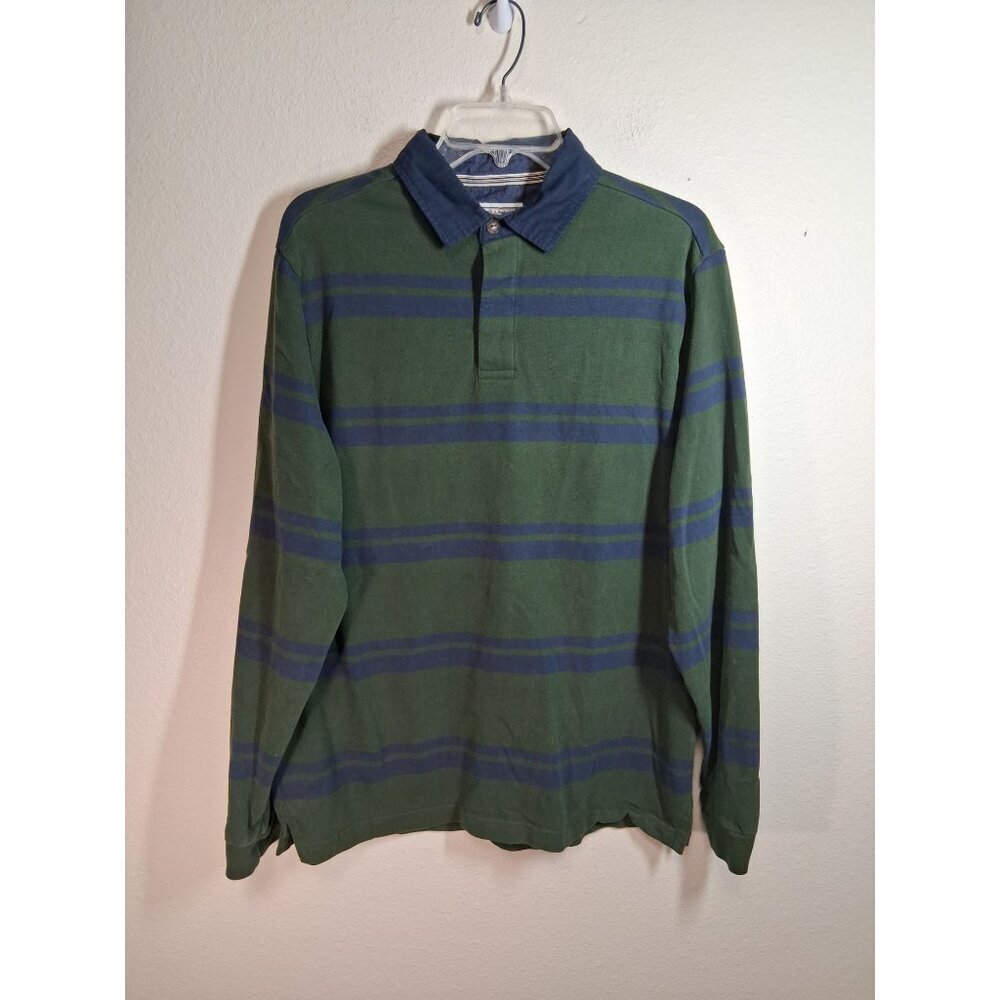 Jos. A. Bank Green and Blue Striped Long-Sleeve Polo